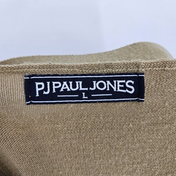 Pj Paul Jones Cardigan Sweater Mens Large‎ Collar Tan Long Sleeve Casual Preppy - Picture 9 of 10